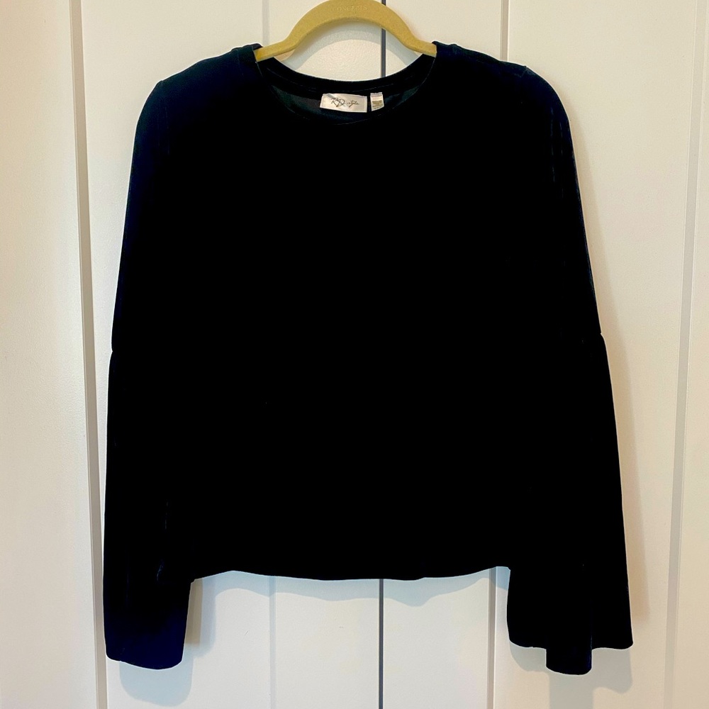 Black velvet long sleeve top size Small